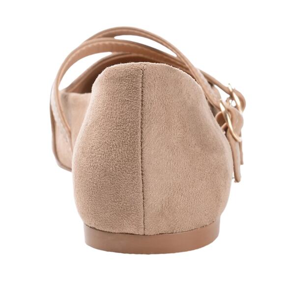 Journee Women's Patricia Pointed Toe Ballet Flats Taupe Size 7 W - Picture 3 of 5